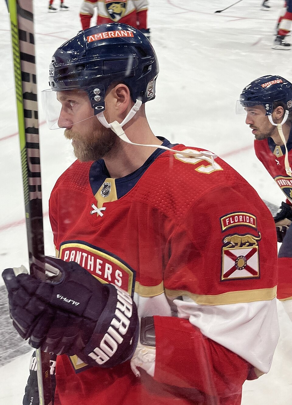 Sam Bennett during warmups before a 2023 Stanley Cup Playoff game with the Florida Panthers