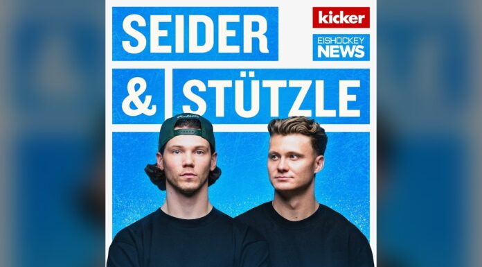 Moritz Seider, Tim Stutzle Launch German Hockey Podcast Moritz Seider and Tim Stutzle on the cover art for their Seider & Stutzle hockey podcast from kicker and Eishockey NEWS