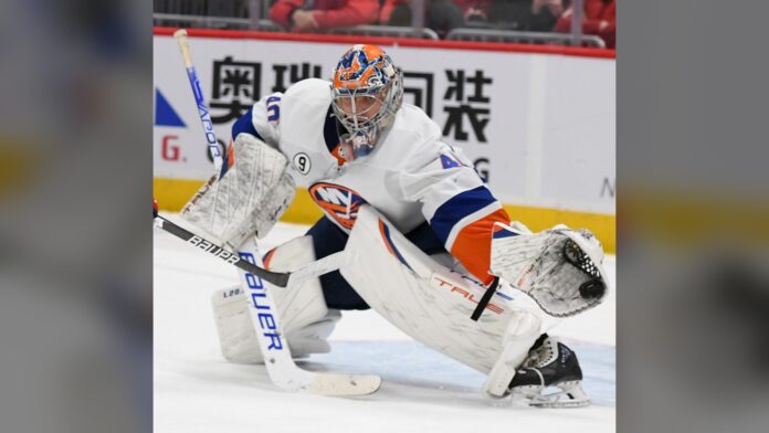 Semyon Varlamov Islanders Semyon Varlamov injury update as the New York Islanders goalie makes a glove save