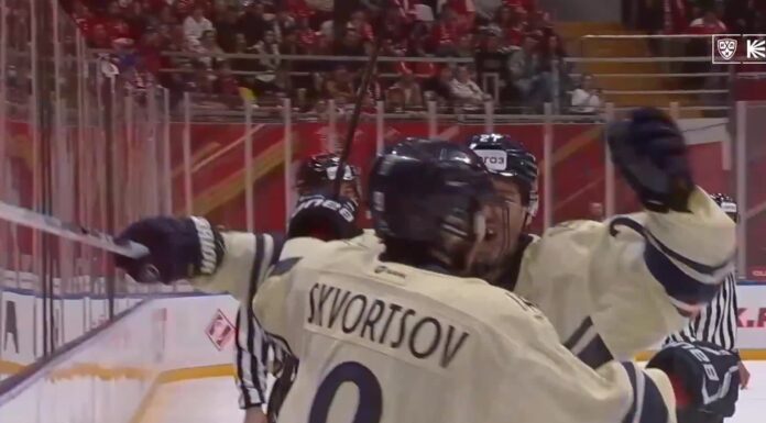 Sergei Skvortsov Scores First KHL Goal at 17 in Debut Sergei Skvortsov celebrates his first KHL goal for Torpedo Nizhny Novgorod, 2027 NHL Draft prospect