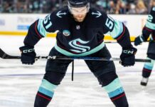 Shane Wright Trade: Agent Says He’s Committed to Kraken Shane Wright of the Seattle Kraken lines up for a faceoff at Climate Pledge Arena