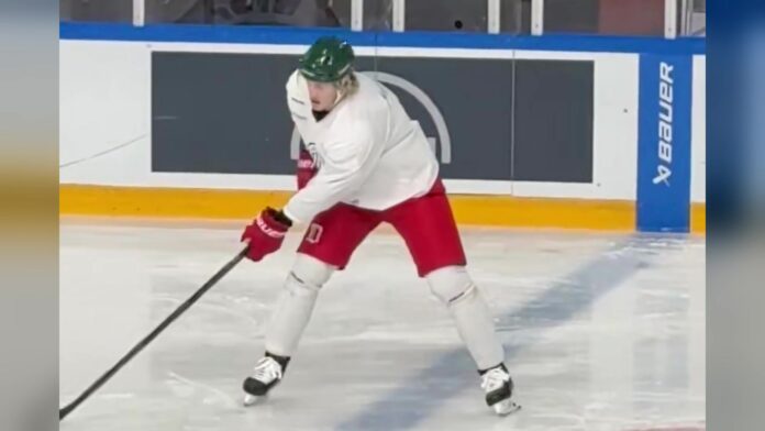 Simon Edvinsson Frolunda training Simon Edvinsson skating at Frolunda HC practice in Sweden while unsigned by the Detroit Red Wings