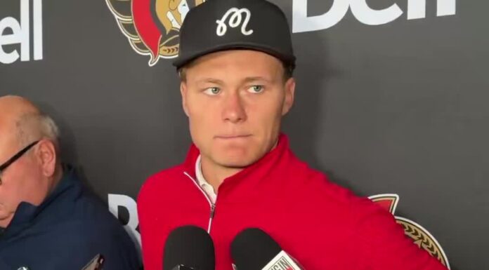 Stutzle on Sens Captaincy: ‘I Don’t Care About His Opinion’ Tim Stutzle speaks to reporters at the Senators Charity Open about Brad Marchand's captaincy comment