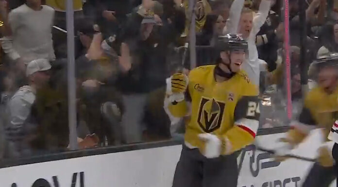 Trevor Connelly Scores First NHL Goal in Golden Knights Debut Vegas Golden Knights rookie Trevor Connelly celebrates his first NHL goal in his debut against the Chicago Blackhawks at T-Mobile Arena