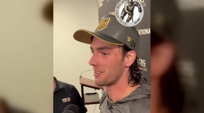 Trevor Connelly Injury: Helped Off After Hit From Behind Trevor Connelly Vegas Golden Knights injury hit from behind Rookie Faceoff Utah Mammoth