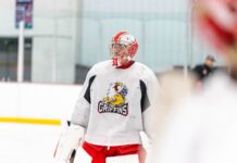 Trey Augustine Red Wings: ‘Lifelong Dream’ Starts in the AHL Trey Augustine in Grand Rapids Griffins gear during his first practice with the Detroit Red Wings AHL affiliate