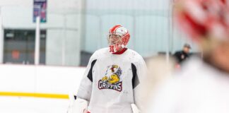 Trey Augustine Red Wings: ‘Lifelong Dream’ Starts in the AHL Trey Augustine in Grand Rapids Griffins gear during his first practice with the Detroit Red Wings AHL affiliate