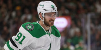 Tyler Seguin Returns From ACL Tear in Stars’ Preseason Finale Dallas Stars forward Tyler Seguin skates at Minnesota Wild arena in his Stars sweater