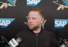 Warsofsky Extension: Sharks Keep NHL’s Youngest Head Coach San Jose Sharks head coach Ryan Warsofsky speaks to reporters at a team media availability