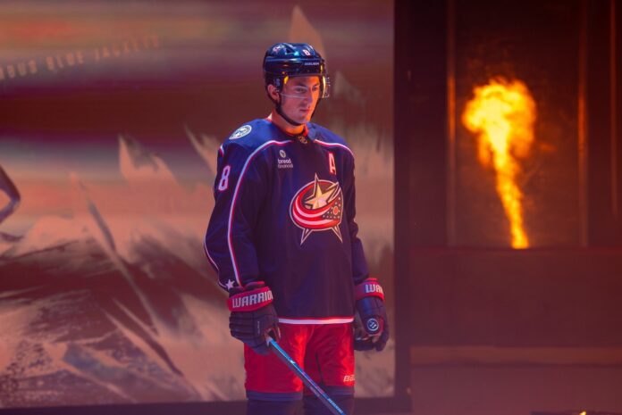 Zach Werenski NHL Player Media Tour Zach Werenski Blue Jackets NHL Player Media Tour NASCAR racing simulator
