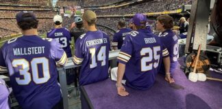 Kaprizov, Wild Teammates Lead Skol Chant at Vikings Game Kirill Kaprizov, Joel Eriksson Ek, Jonas Brodin and Jesper Wallstedt wear custom Vikings jerseys at U.S. Bank Stadium