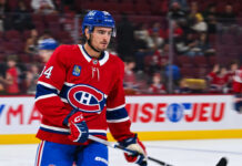 NHL Waivers: Red Wings Claim Englund, Predators Get Trudeau William Trudeau skates during a game, wearing a Montreal Canadiens jersey