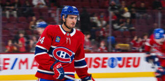 NHL Waivers: Red Wings Claim Englund, Predators Get Trudeau William Trudeau skates during a game, wearing a Montreal Canadiens jersey