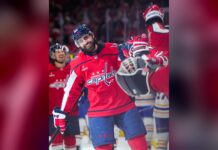 Alex Tuch Overtime Winner: Capitals Beat Former Team Sabres Alex Tuch smiling while celebrating a goal with Capitals teammates against the Buffalo Sabres