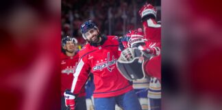 Alex Tuch Overtime Winner: Capitals Beat Former Team Sabres Alex Tuch smiling while celebrating a goal with Capitals teammates against the Buffalo Sabres