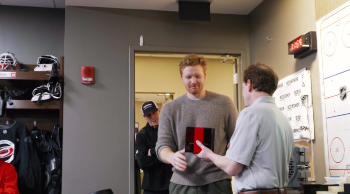 Andersen Stanley Cup Ring: Hurricanes Present It in Edmonton Frederik Andersen receives his Stanley Cup championship ring from Hurricanes GM Eric Tulsky in the Rogers Place visitors dressing room
