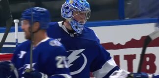 Andrei Vasilevskiy Wins: Ties Andy Moog for 20th All-Time Tampa Bay Lightning goaltender Andrei Vasilevskiy celebrates a 4-1 win over the Philadelphia Flyers, his 372nd NHL win tying Andy Moog