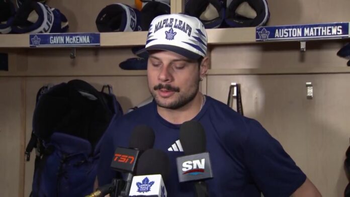 Auston Matthews Marner comments Auston Matthews speaking to reporters in the Maple Leafs dressing room about Mitch Marner