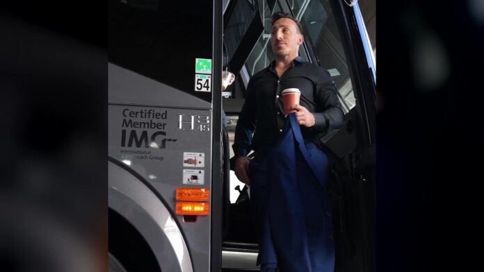 Brad Marchand arrives for Panthers season debut vs. Ducks Brad Marchand steps off the Florida Panthers team bus before his season debut against the Anaheim Ducks