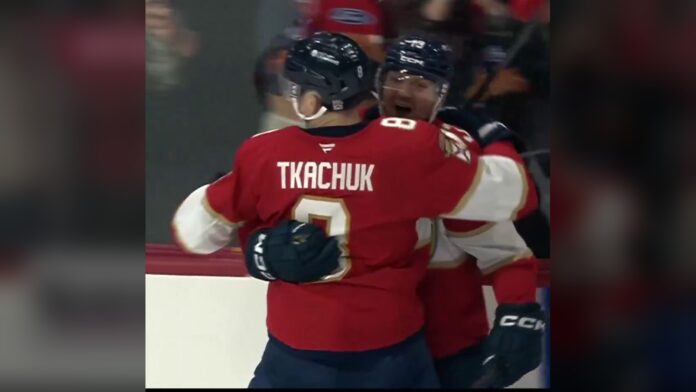 Brady Tkachuk hat trick overtime winner Panthers Canucks Brady Tkachuk celebrates overtime winner hat trick for Panthers against Canucks