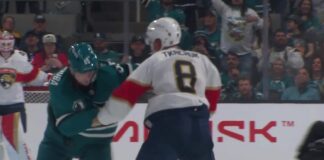 Brady Tkachuk Fight: Trouba Steps In After Celebrini Takedown Brady Tkachuk of the Florida Panthers fights Jacob Trouba of the San Jose Sharks