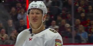 Tkachuk Postgame: ‘Over and Done With’ After Ottawa Loss Brady Tkachuk smiling in Panthers jersey after scoring against the Senators in Ottawa