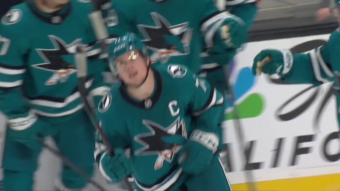 Celebrini return goal Sharks Oilers Macklin Celebrini Sharks captain celebrates first goal of season in return from injury vs Oilers