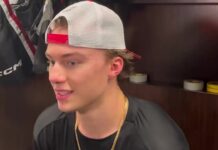 Connor Bedard Injury Update: Captain Back at Full Practice Connor Bedard Blackhawks captain speaking to reporters after returning to full practice