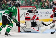 Hellebuyck Debut Win: Devils Beat Stars 5-1 Connor Hellebuyck makes a save for the New Jersey Devils against the Dallas Stars in his Devils debut
