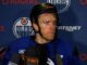 Connor McDavid speaking to media after Edmonton Oilers practice at Rogers Place