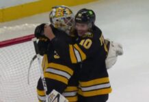 Michael DiPietro Shutout: Bruins Goalie Blanks Predators 6-0 Bruins goalie Michael DiPietro celebrates first career NHL shutout with JJ Peterka vs. Predators