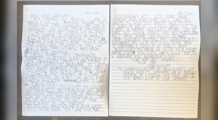 Drew Doughty Letter to Gretzky: Kings Captain Wrote It at Age 5 Drew Doughty handwritten letter to Wayne Gretzky from April 1995 when the Kings captain was five years old