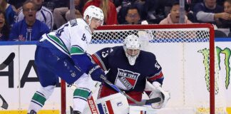 Rangers Beat Canucks 6-2 in First Game Without Shesterkin Rangers goalie Dylan Garand makes a save against the Canucks at Madison Square Garden