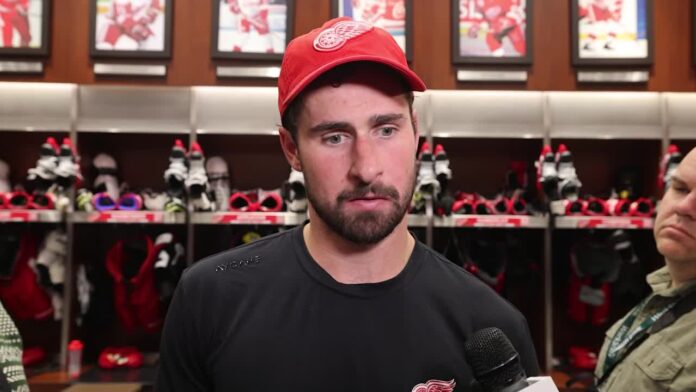 Dylan Larkin Red Wings postgame boos Dylan Larkin speaks to reporters in the Red Wings locker room after scoring in his season debut against the Ottawa Senators