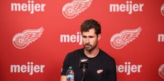 Larkin ‘Has Had Enough,’ Won’t Play Until He’s Traded Dylan Larkin speaking at a Red Wings press conference as the Detroit trade saga continues