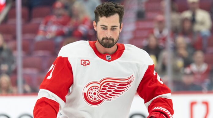 Red Wings Suspend Larkin Without Pay After He Refuses to Play Dylan Larkin of the Detroit Red Wings skates during warmup before the game against the Montreal Canadiens at the Bell Centre