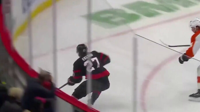 Eklund ankle injury Senators Flyers hit William Eklund Senators ankle injury hit by Flyers defenseman Simon Benoit along the boards