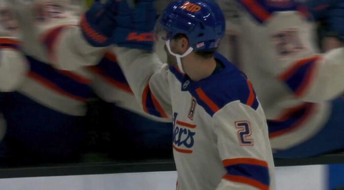 Evan Bouchard Goals: Oilers D-Man Leads NHL With Six Evan Bouchard celebrates his second goal with the Edmonton Oilers bench against the Anaheim Ducks