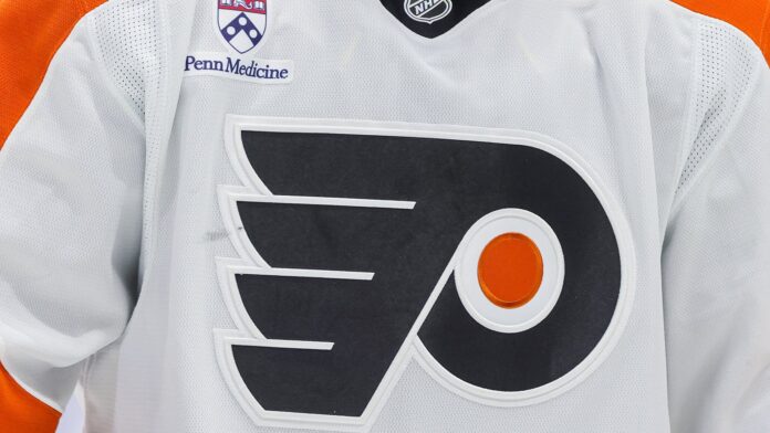 Flyers jersey logo Philadelphia Flyers white jersey logo as team announces Nikita Grebenkin back surgery