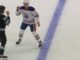 Trent Frederic Fights Jack McBain as Oilers Beat Mammoth Trent Frederic Oilers and Jack McBain Mammoth square up with fists raised before first period fight