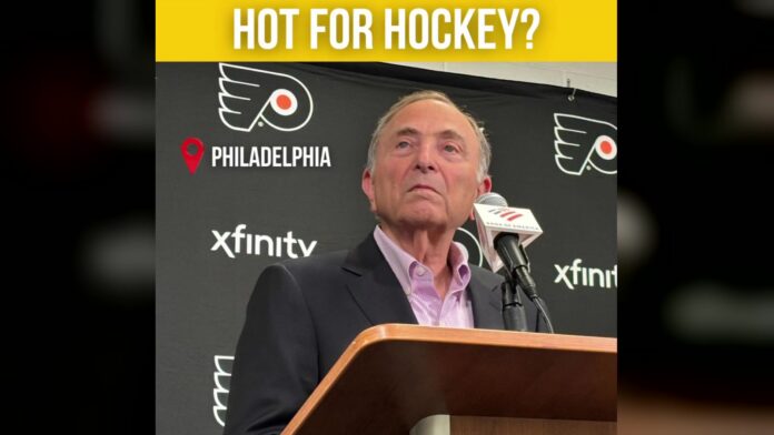 Gary Bettman Hot for Hockey campaign NHL commissioner Gary Bettman answers a question about the Hot for Hockey romance campaign in Philadelphia