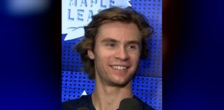Gavin McKenna Maple Leafs pregame media availability after benching vs Sabres