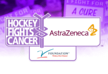 Hockey Fights Cancer Kicks Off With $100K Frozen Frenzy Gift Hockey Fights Cancer logo with AstraZeneca and V Foundation for the 2026-27 NHL season