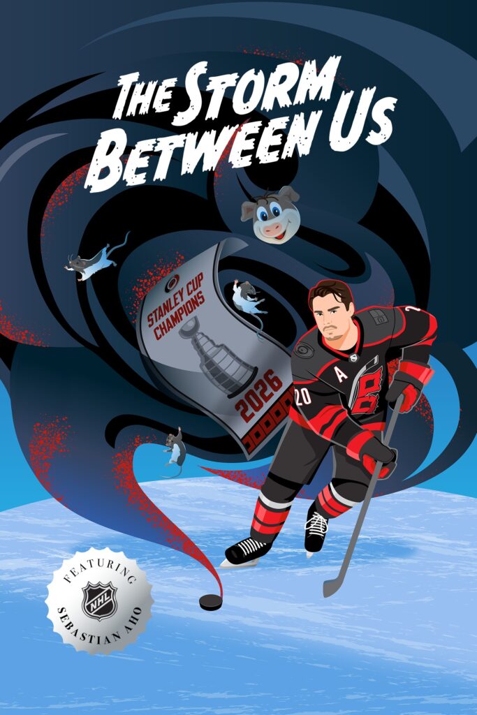 Hot for Hockey The Storm Between Us cover art featuring Hurricanes center Sebastian Aho