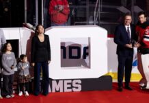 Jake Allen 500th Game: Devils Honor Goalie in Win Over Avalanche Jake Allen Devils goalie honored with family in front of 500 games display at Prudential Center