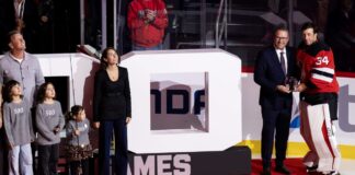 Jake Allen 500th Game: Devils Honor Goalie in Win Over Avalanche Jake Allen Devils goalie honored with family in front of 500 games display at Prudential Center