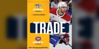 Jayden Struble Trade: Canadiens Send D-Man to Predators Jayden Struble Canadiens defenseman traded to Nashville Predators graphic