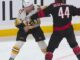 Jeannot Deslauriers Fight: Bruins-Canes Heavyweight Tilt Tanner Jeannot and Nicolas Deslauriers fight during the Bruins-Hurricanes game