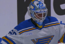 Jordan Binnington Misplays Gift Avalanche Two Goals in Rout St. Louis Blues goaltender Jordan Binnington after allowing a goal to the Colorado Avalanche at Ball Arena