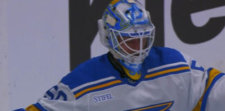 Jordan Binnington Misplays Gift Avalanche Two Goals in Rout St. Louis Blues goaltender Jordan Binnington after allowing a goal to the Colorado Avalanche at Ball Arena